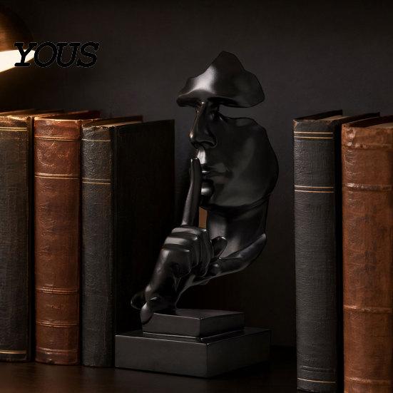 Gold Black White Figurine Abstract Faceless Sculpture, Modern Minimalist Silence Resin Statue, Luxury Light Figure Home Decor for Office