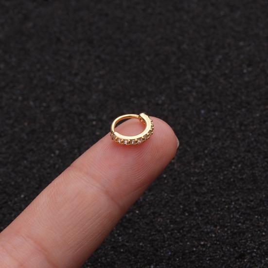 1 Stück Damen-Cubikzirkonia-Intarsien-Reifen-Nasenring, Huggie-Ohrring, Piercing-Schmuck