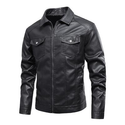 Nova jaqueta de couro masculina outono couro PU locomotiva lavada lapela cardigan jaqueta moderna