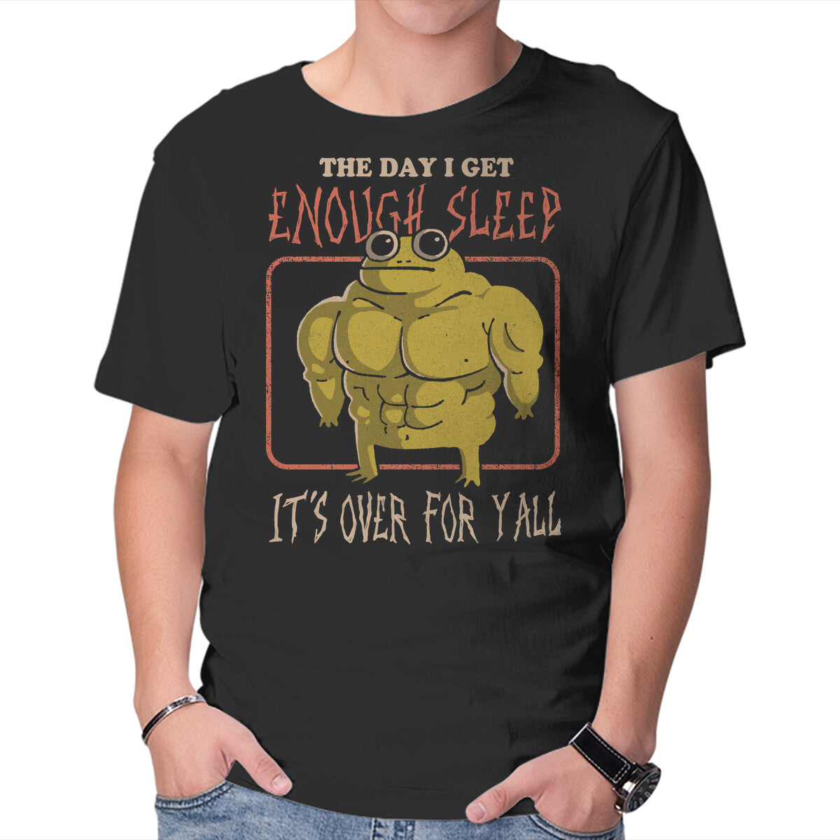 Unisex Crew Neck T-Shirt Sleepless Frog Graphic Short Sleeve Casual Tee XXL