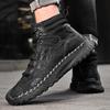 Fashion Golden Sapling Big Size Man Fashion Combat Boots Winter Thicken Warm Plush Men Ankle Boot Flat Shoes Leather Leisure Short Botas