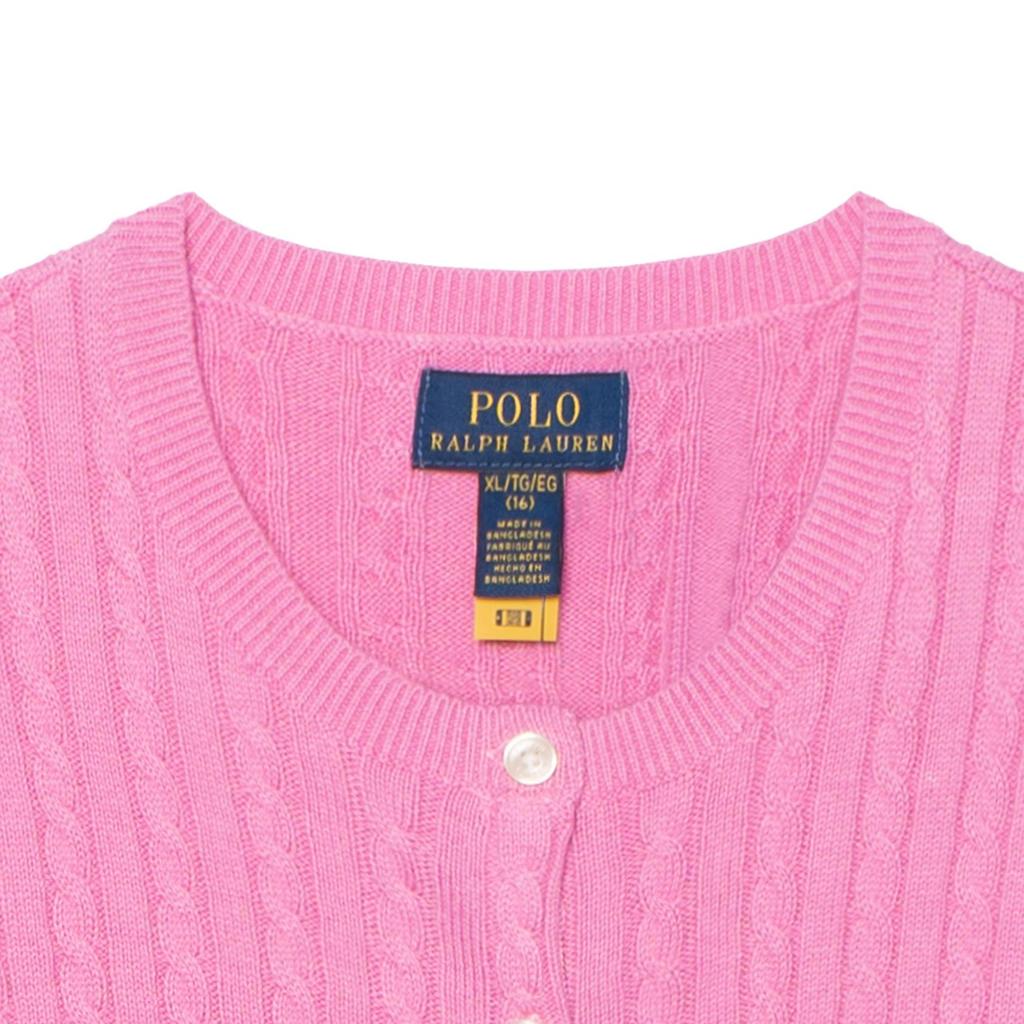 Polo Ralph Lauren Solid Color Crew Neck Cable Knit Sweater Kids Sweater Pink 313543047-077