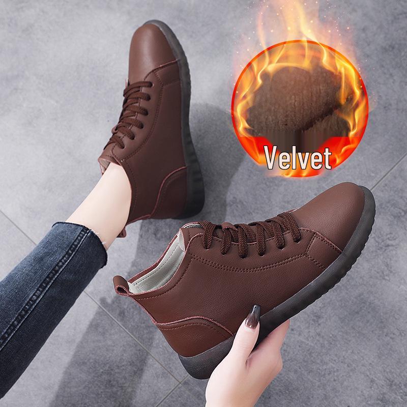 Women s Winter Plus Size Lace-Up Mid-Calf Martin Boots 36