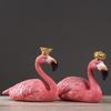 Nordic Crown Flamingo Couple Resin Figurines for Living Room or Study Decor