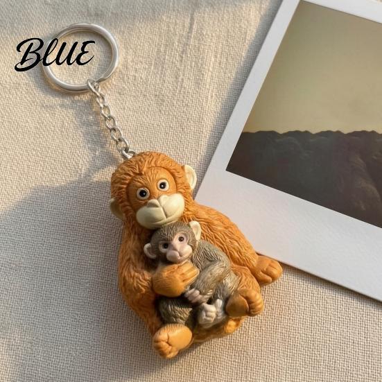 Collectible Animal Hanging Ornament 3D Monkey Punch Keychain Protect The Ornament Orangutan Plush Toy Accessory Cute Resin And Keyring for Backpack