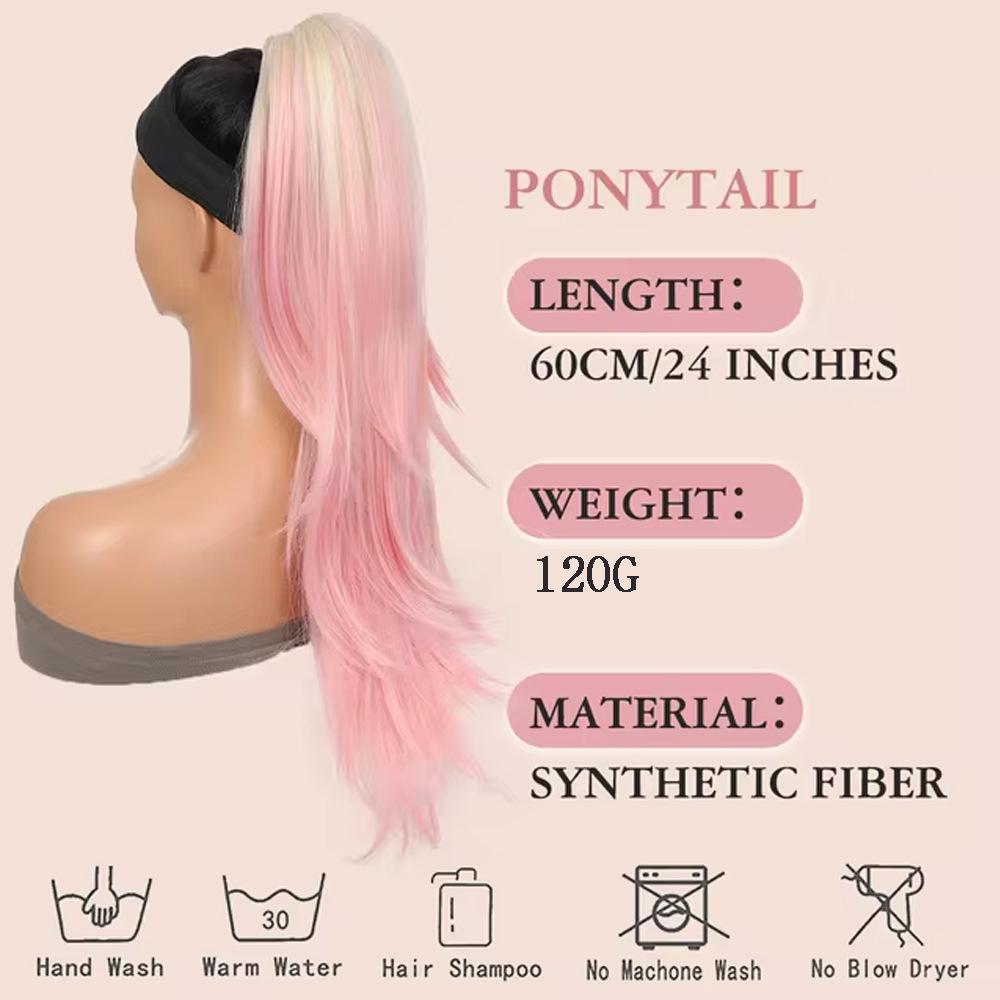 Weiblicher flauschiger Kunstfaser Mikro-Locken Kordelzug elastisches Netz Pferdeschwanz Perücke