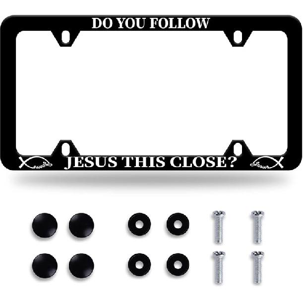 Moon License Plate Frame Starry Sky Moon Phases License Plate Stainless Steel Car Accessory Personalize Funny License Plate Holes Screws Decorative