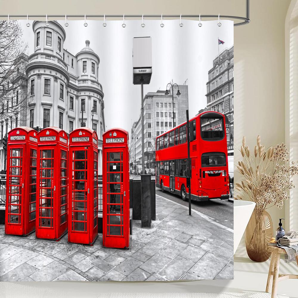 1 pack European street scenery pattern polyester material shower curtain bathroom partition curtain home decorative curtain