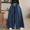 New Autumn Spring Women Large Size Jeans High Waist Drawstring Oversized Baggy Blue Denim Trousers Streetwear Stylish Ladies' Loose Jeans