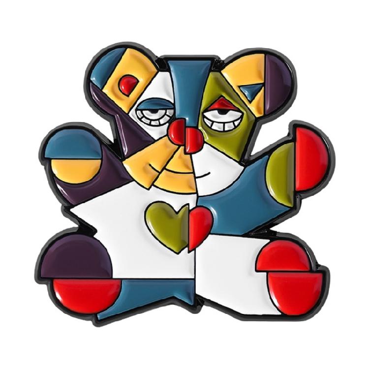 Geometric Animal Brooch With Floral Elements Abstract Art Jewelry For Stylish Clothing Decoration