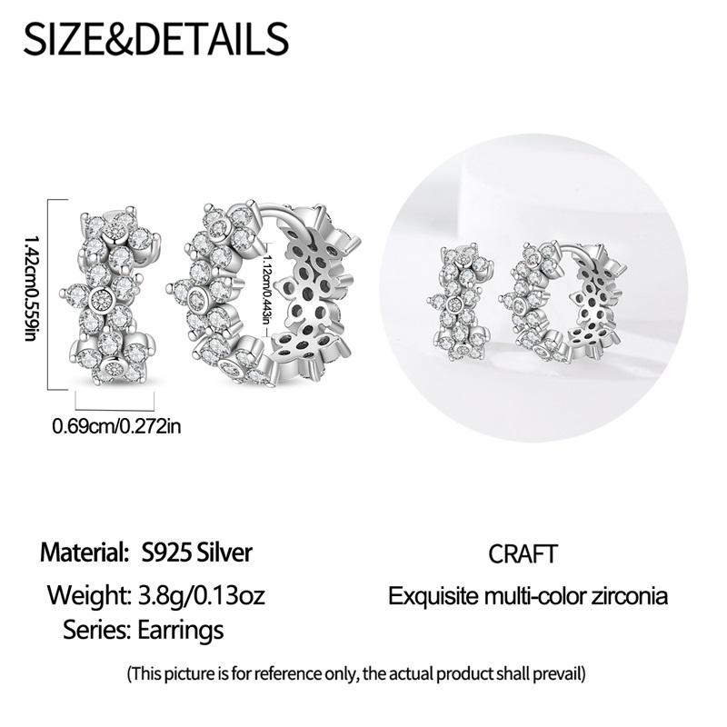 Snowflake Zircon Earrings Star Petal 925 Sterling Silver Women Zircon Ear Studs Sparkling Pave Hoop Earring Jewelry Gift