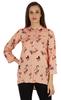 Bimba Button Down Tunic Casual Printed 3 4th Sleeves Loose Fit Rayon Tunic Long Shirt Top For
