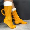 Unisex 3D Beer Socks Warm Mid-Calf Floor Socks Beer Socks, Color-Blocked Home Floor Socks, Warm Mid-Calf Wool Socks