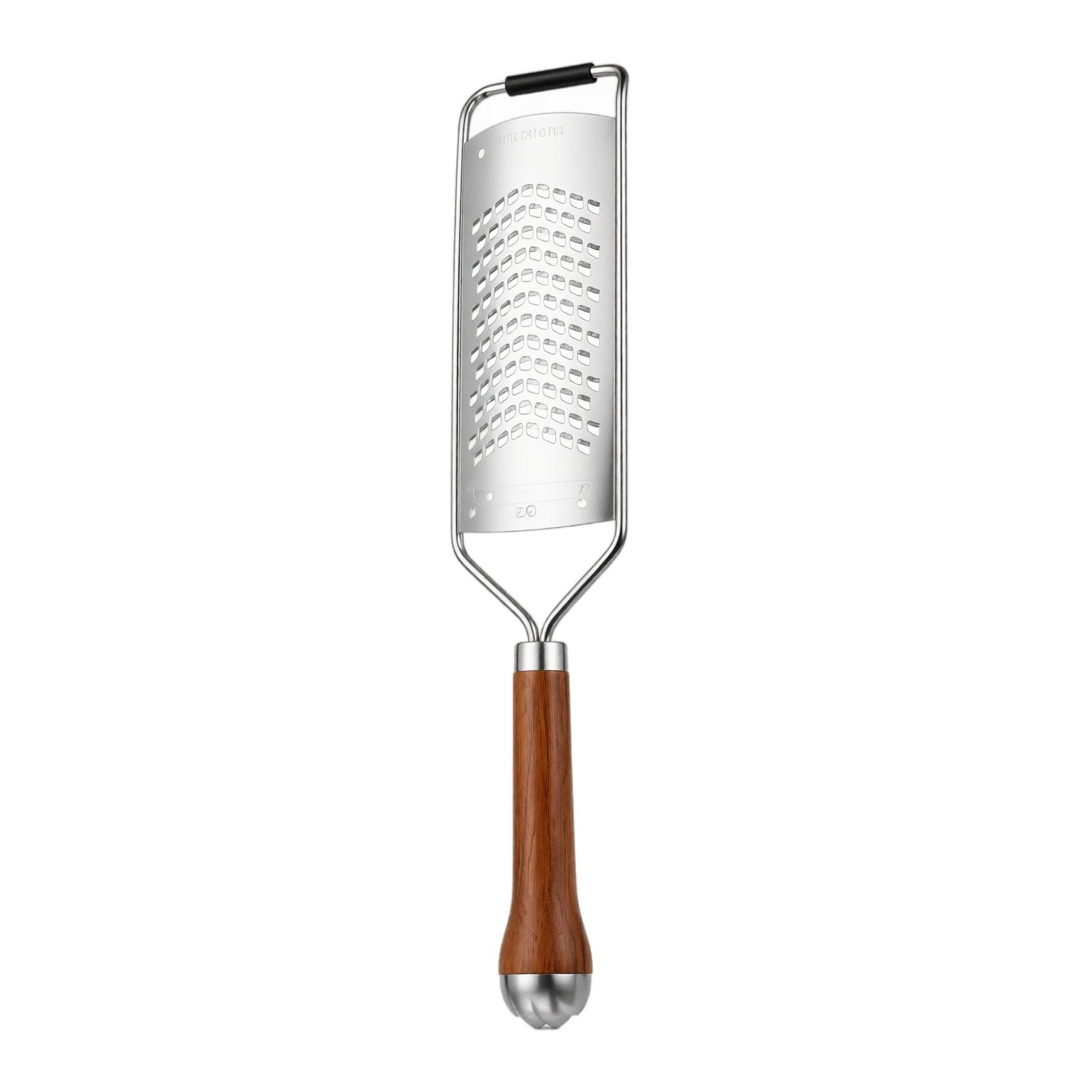 Stainless Steel Grater with Wooden Handle Flat Surface Cheese Grater Vegetable Shredder Potato Slicer Kitchen Tool one size серебряный