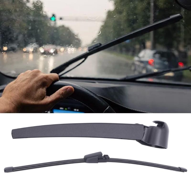 Rear Window Wiper Assembly Replacement, Arm and Blade Set with Reference 6Q6955707C 6Q6955425A for Golf 5 Worn Rear Wiper Service and Rear Glass