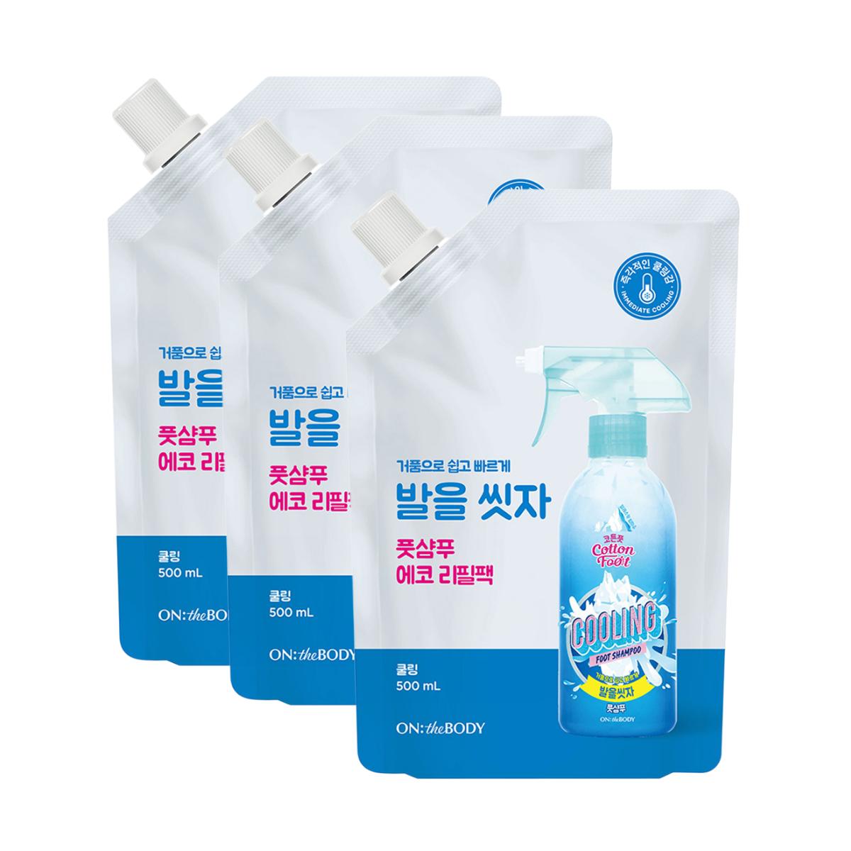 ON THE BODY Cotton Foot Bubble Foot Shampoo Refill Cooling Menthol 500ml (Pack of 3)