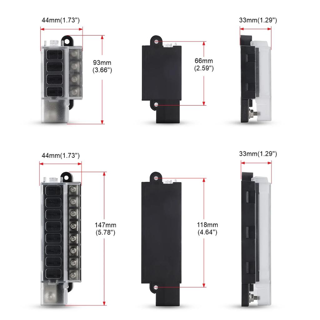 4/8 Way Circuit Fuse Box for Car & Truck - 12V/24V with ATO Blade Fuses and Circuit Breaker - Car Fuse Accessory wholesale New