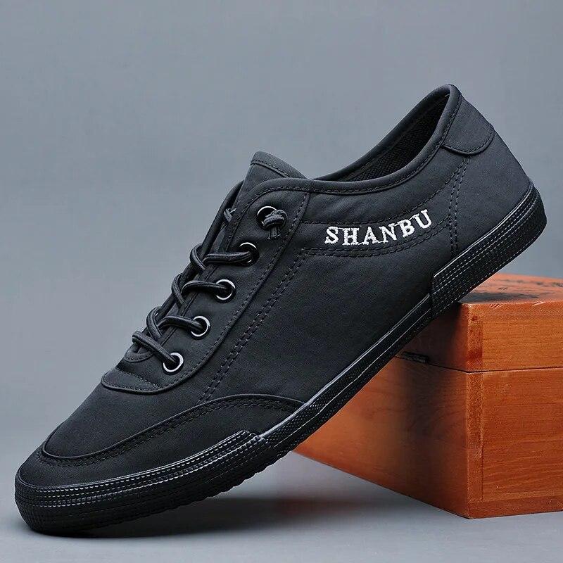 Pánske ležérne plátené topánky s nízkym strihom, jarné športové voľnočasové topánky s plochou podrážkou, letné pohodlné priedušné vulkanizované topánky 39