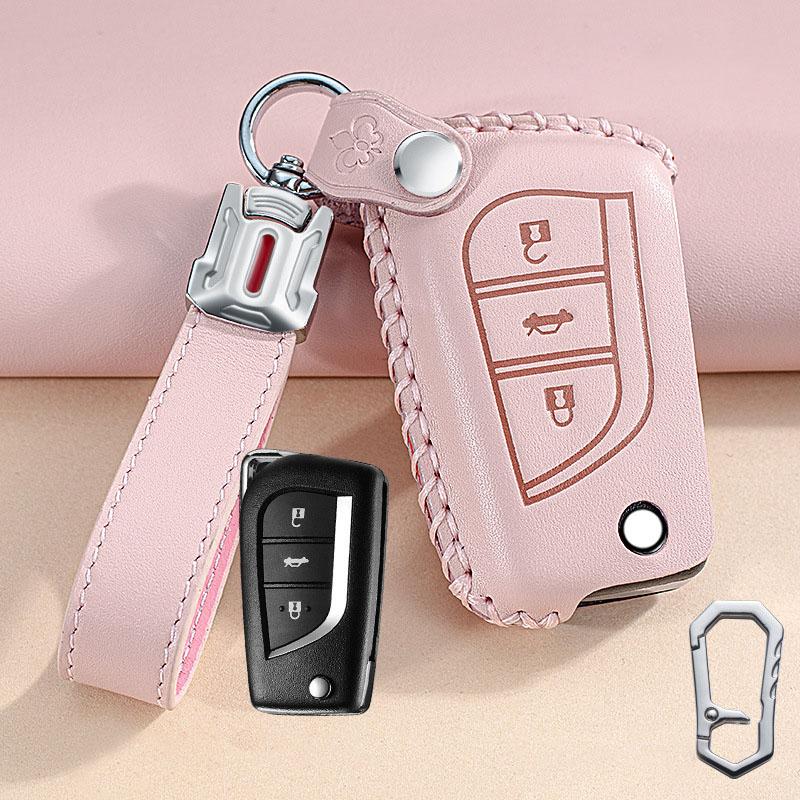 Leather Shell Key Fob Case Cover For Toyota Auris Corolla Reiz Avensis Verso Yaris Aygo Rav4 Scion TC IM 2015 2016 Keychain Bag