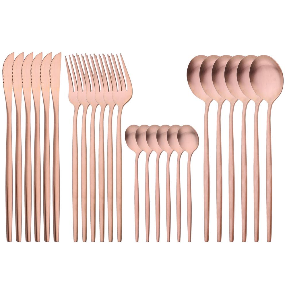 24-teiliges Luxus-Geschirrset aus schwarzem Gold, Messer, Gabel, Löffel, Besteckset mit Geschenkbox, Edelstahl-Geschirrset, Küchenbesteck, spülmaschinenfest