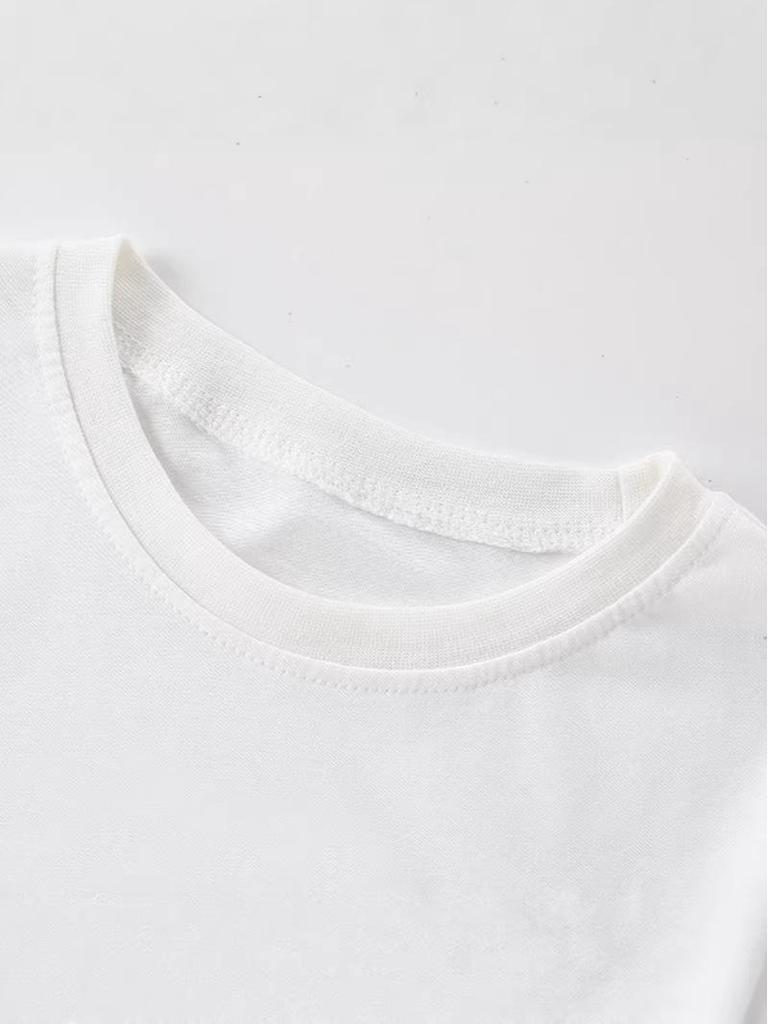 European Style Girls' Summer T-Shirt: Cartoon Print, Round Neck, Short Sleeve for Kids and Toddlers