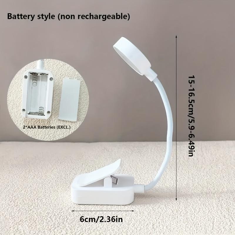 1Pc Portable LED Clip-on Reading Light, Three Color Temperatures, Long Press To Adjust Brightness, White Shell