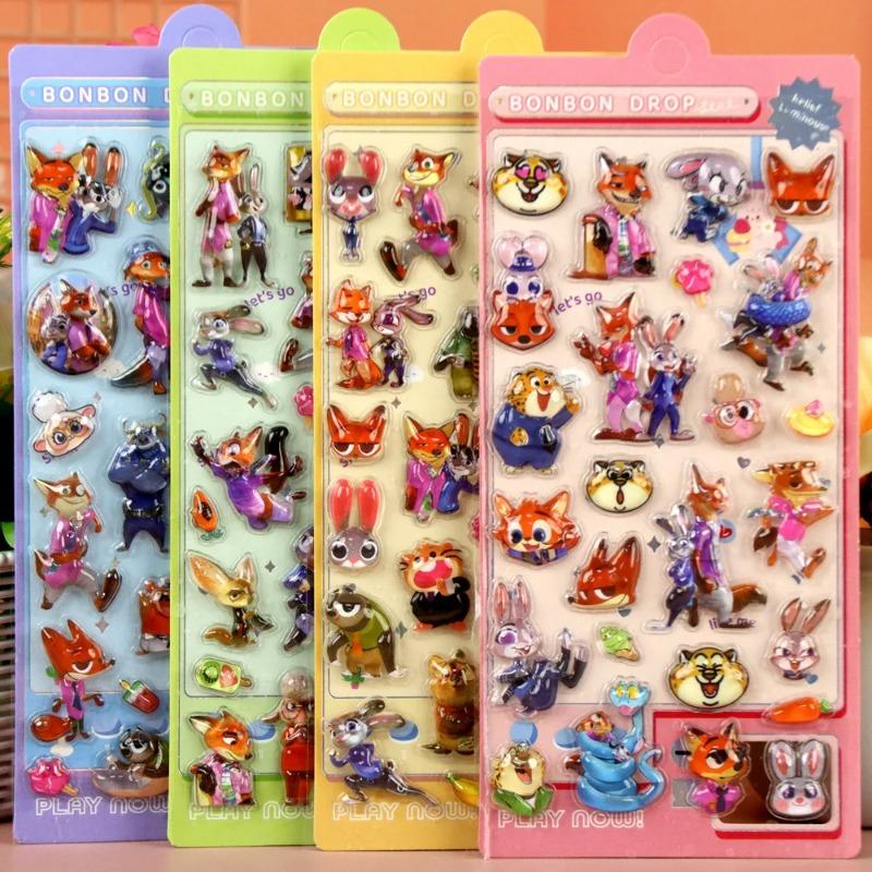 

1/4pcs Cartoon Zootopia 3D Puffy Relief Stickers Adorable Judy Nick Anime Bubble Decals Laptop Phone Luggage Diary Sticker Toy random 1pcs-A10340