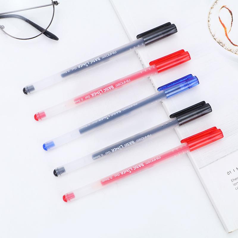 Hobby Stationery Gel Pen 8761 - 0.5mm Tip, Black/Blue/Red Ink, Cap-Off Signature & Study Pen