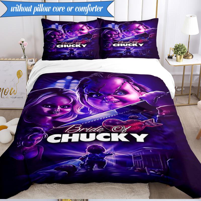 Chucky's Halloween Horror 3pcs K-pop Music Group Bedding set,Ideal for Bedroom, Dormitory,Including Duvet Cover And 2pcs Pillowcases,Fan Gifts