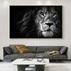 Pictură în ulei cu capul de leu negru Poster de artă de perete Gravuri de înaltă definiție pentru camera de zi Imagini cu animale sălbatice Decorarea casei
