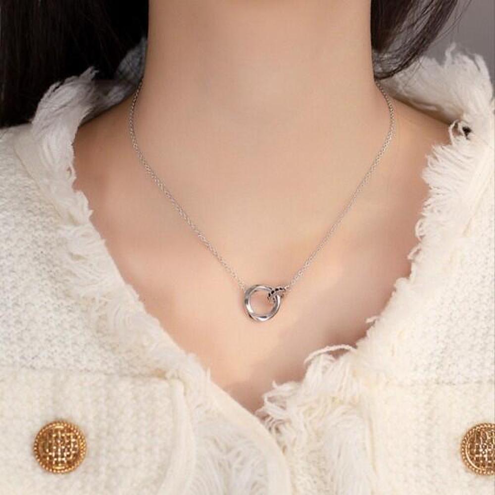 Poom/Irum Dual Twist Layered Cubic Drop Ring Necklace