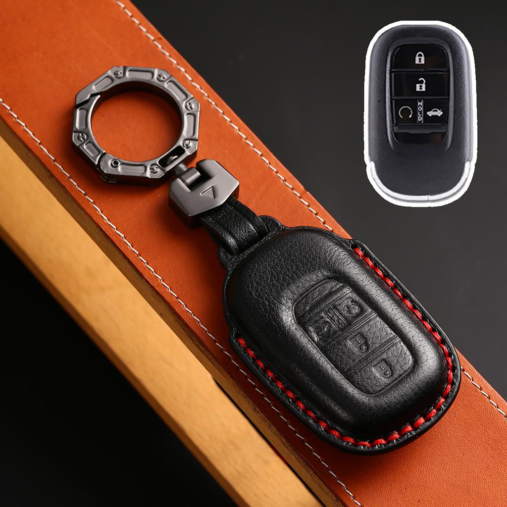 Genuine Leather Auto Key Fob Cover Case Housing Fit For Honda Civic 11Th Gen Accord Vezel Freed Pilot Zrv Ens1 Hrv Crv Auto Accessories
