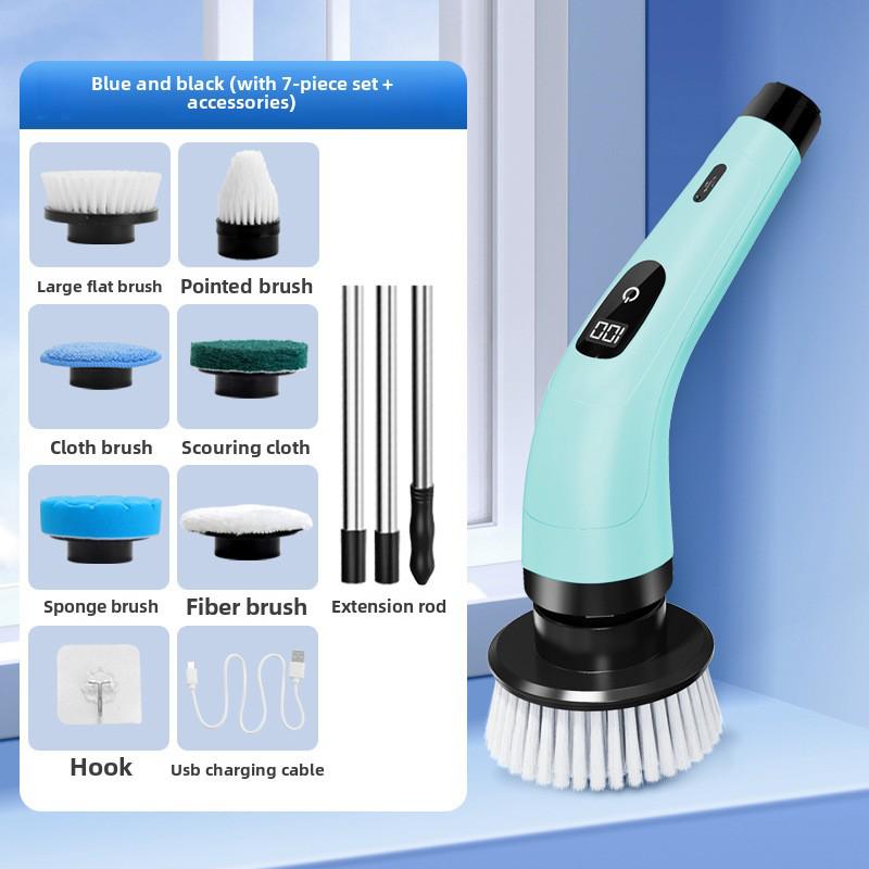 9-in-1 Electric Bathroom Cleaning Brush with Dual-Length Handles