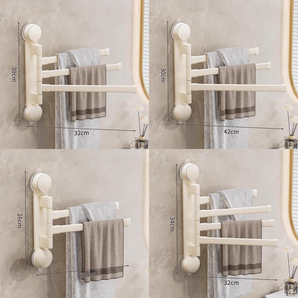 Modern Minimalist Plastic Rotating Towel Rack With Suction Cups For Bathroom Organization