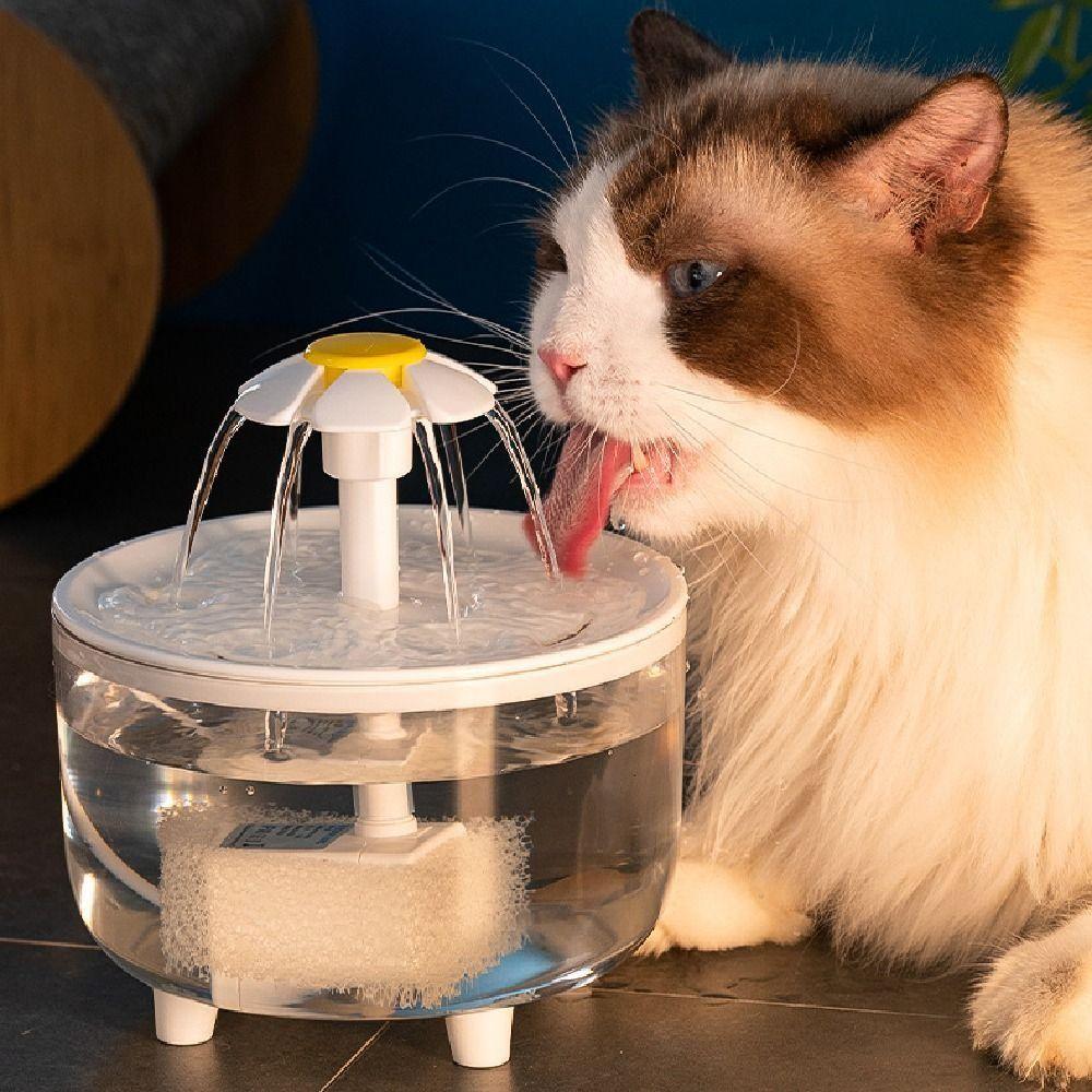 Flower Nozzle Cat Water Dispenser Transparent Pet Drinking Fountain For Cats Dog