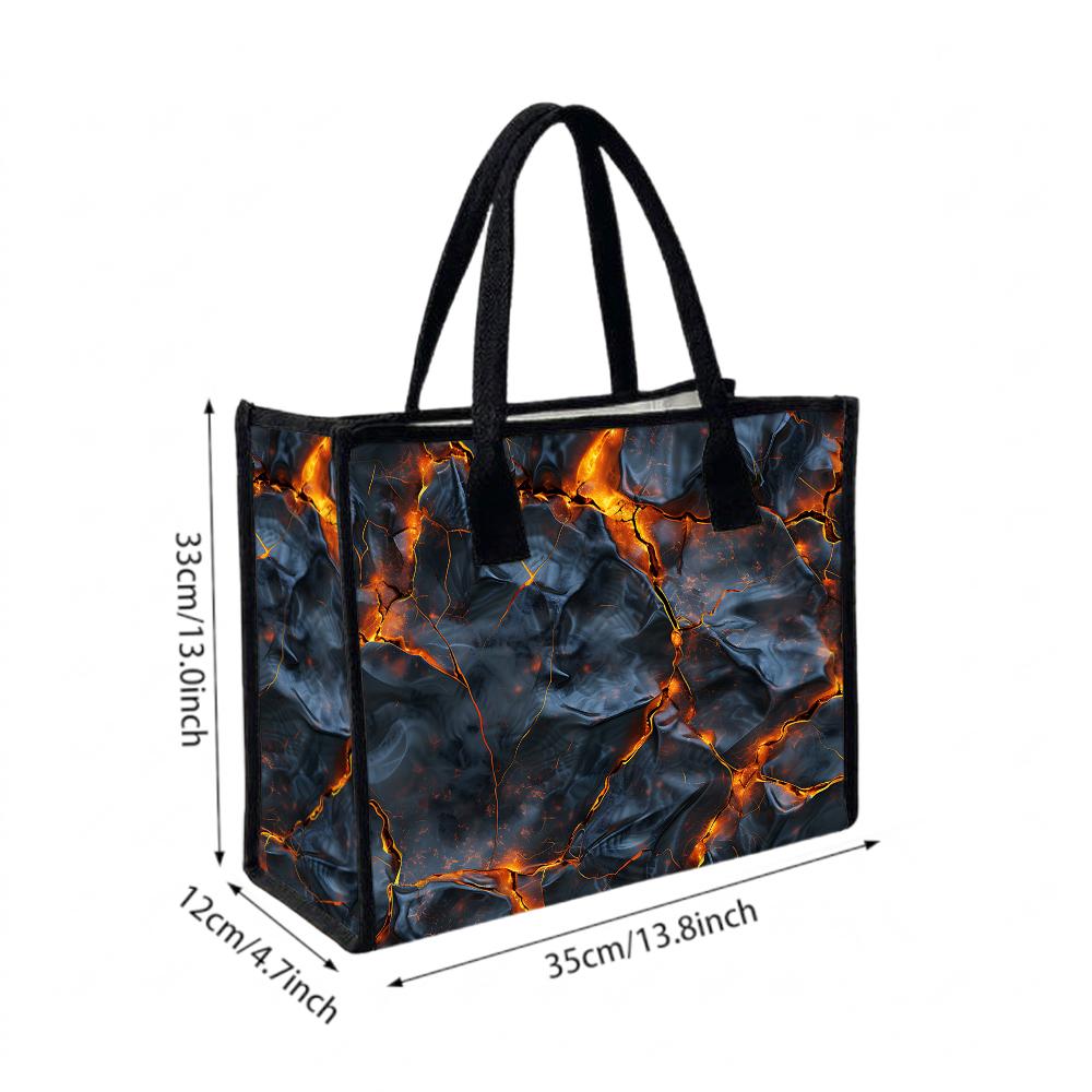 Lava Crack Print Tote Bag Fashion Large Capacity Casual Portable Handbag for Daily Shopping Commute