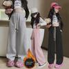 2024 Pink Girls' Wide-Leg Sweatpants: Autumn/Winter Casual Sport Style for Medium to Large Children
