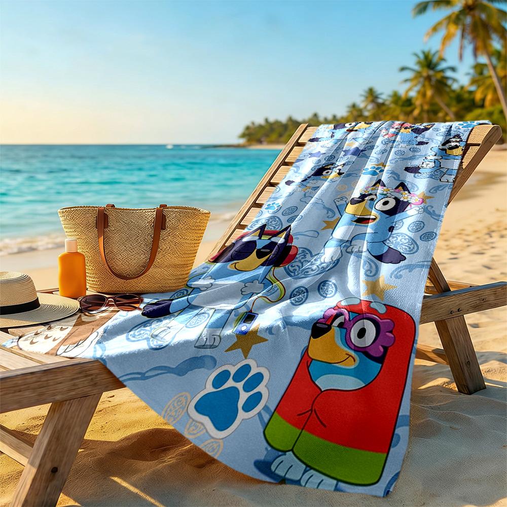 Bluey Beach Towel Soft Durable Quick-Dry Comfortable Lightweight Ideal for Travel, Outdoor, Swim, Pool, Yoga, Surf, Camping, Hiking, Gym, Gift, Holida