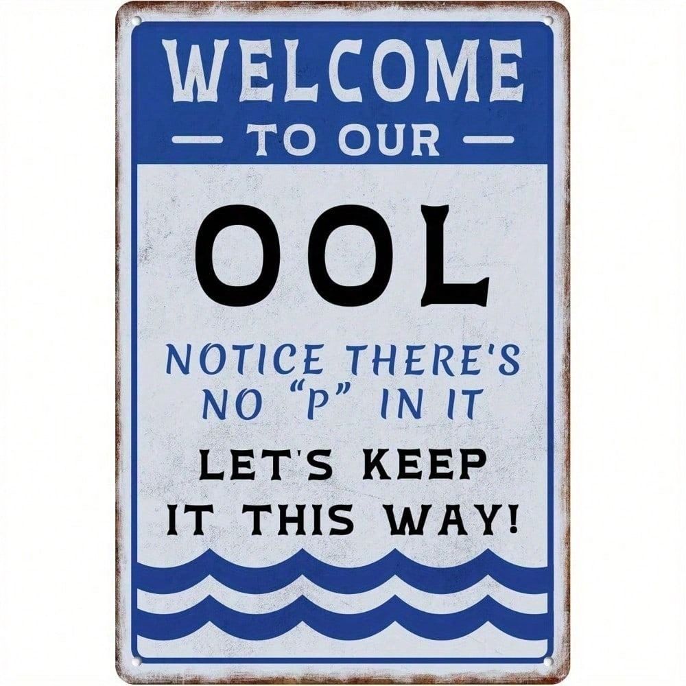 Funny Vintage Pool Sign Rusty Metal Wall Poster Backyard Decor
