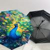 1PC peacock colorful Automatic Open/Close Umbrella with Windproof, 8-Rib Sturdy Canopy, Durable Ribs, Fashionable Design, Outdoor Accessory, Fun Prin,