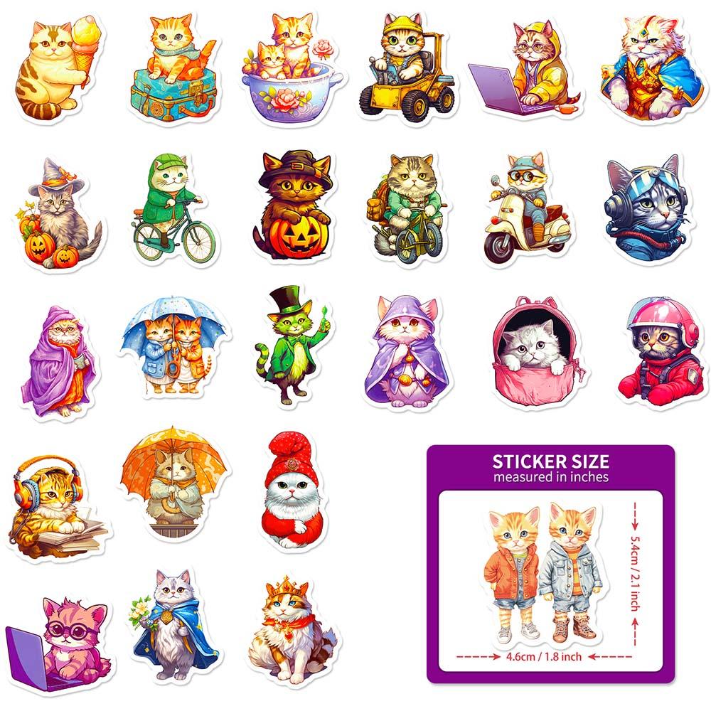 10/50 stk tegneserie søt kul katt klistremerker katt cosplay graffiti klistremerker for gjør-det-selv-bagasje laptop skateboard motorsykkel sykkel klistremerker