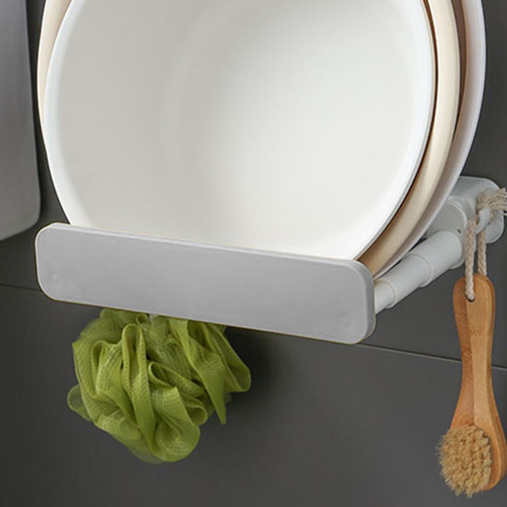 Retractable Wall Mounted Basin Rack for Bathroom Kitchen Storage Adhesive Patch No Punching Wall