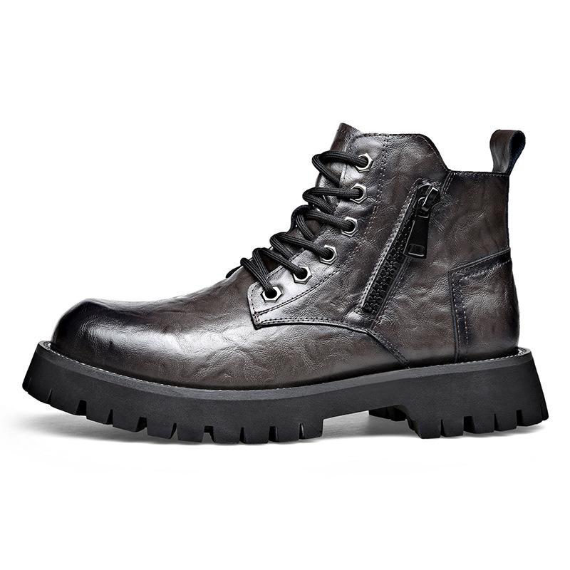 Autumn and Winter Boots Men's British Style Versatile High Top Leather Shoes Workwear Snow Leather Boots Men's Short Boots