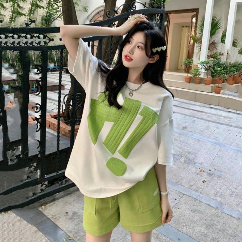 Trendy Women's Summer 2025 Loose T-Shirt & Wide-Leg Shorts Two-Piece Set
