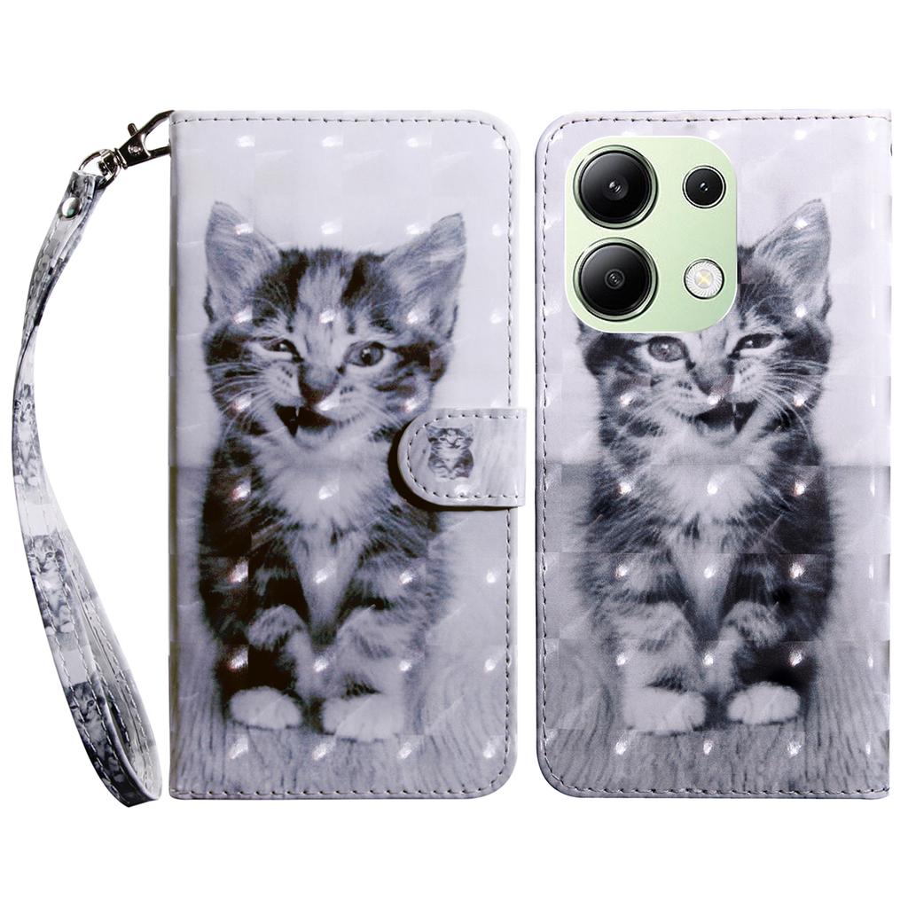 For Xiaomi Redmi Note 13 4G Leather Case 3D Pattern Printing Phone Wallet Cover