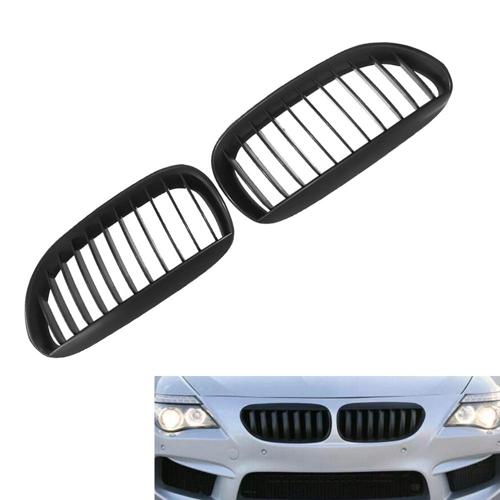2 adet Ön Tampon Böbrek Izgara Izgara Parlak Siyah Yarış Izgaraları BMW E63 E64 650i M6 2004 2005-2010 için 51137008915 51137008916