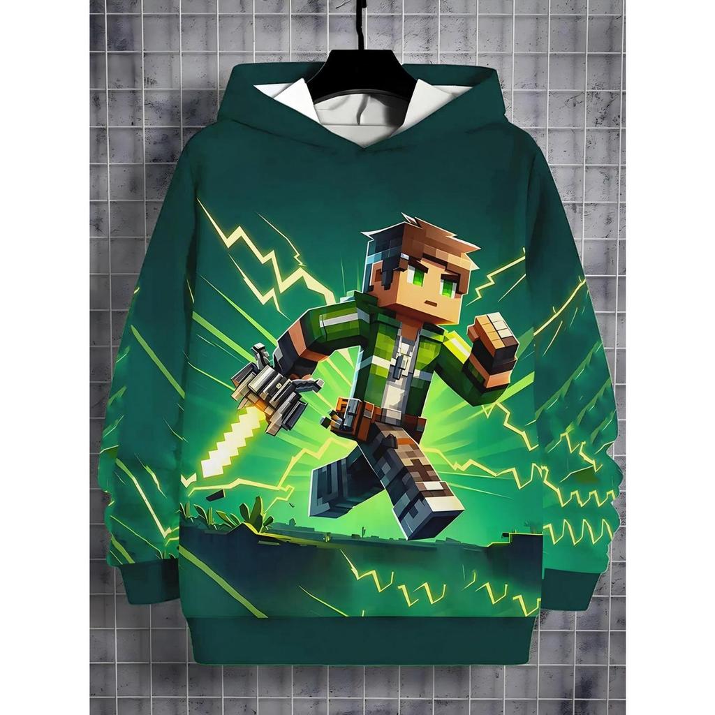 Children's Clothing, Boys' Hoodies, Long Sleeved 3D Printed Spring and Autumn Casual Outdoor Fashion Tops