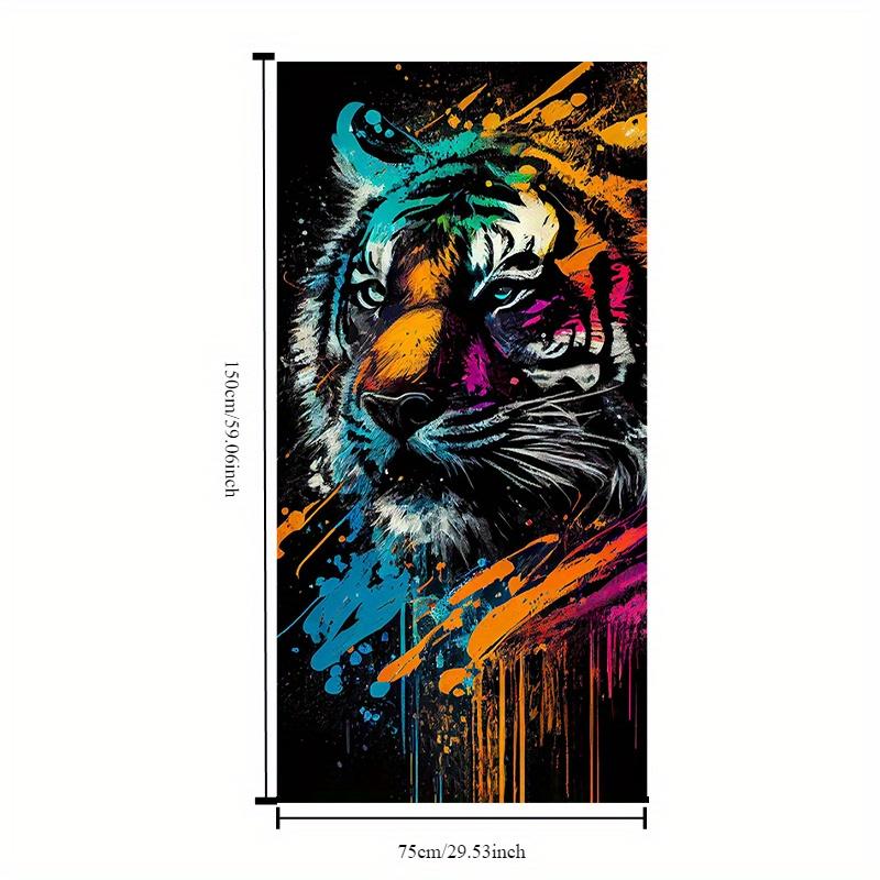 

Extra Large Colorful Tiger Print Beach Towel Soft Lightweight Quick-Dry for Swimming Yoga Camping Travel Polyester Blanket W30*H60(CM)
