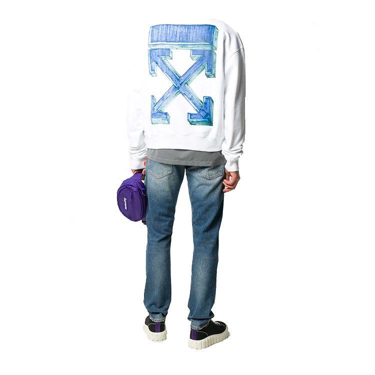 OFF WHITE Bluza z nadrukiem strzałek, oversize, z okrągłym dekoltem OMBA035E20FLE0020145