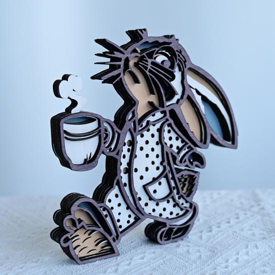 Easter Rabbit Ornament 3D Wooden Bunny Decoration Rustic Spring Rabbit